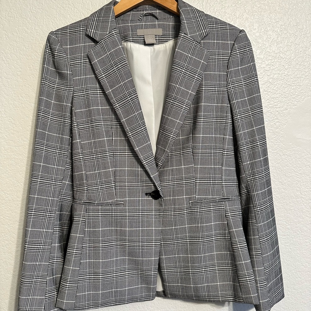 H&M Blazer Plaid Pattern Size 4